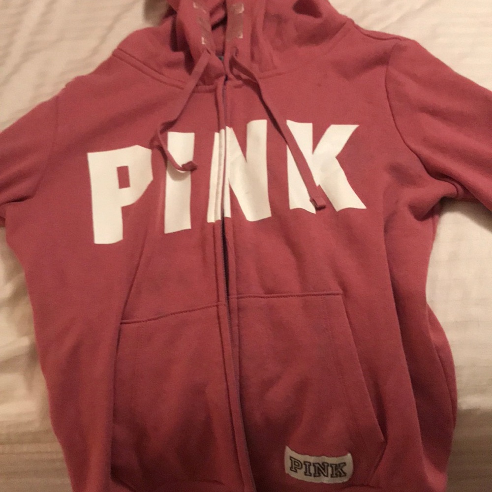 pink zip up hoodie